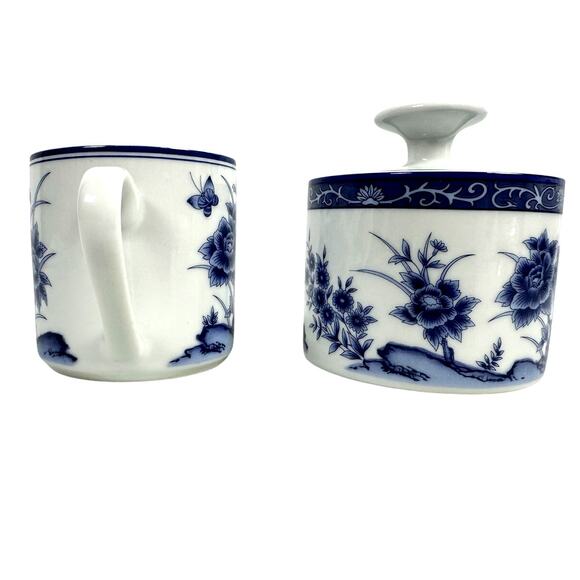 Imari Blossom China Retired Blue White Floral Butterfly Creamer/Sugar Bowl-Rare! - Picture 4 of 9